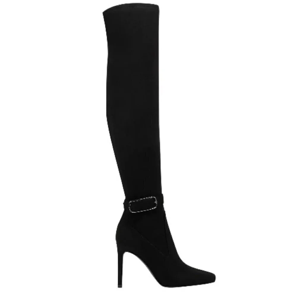 Marc Fisher Caia pull on over the knee buckle heeled boot 6.5